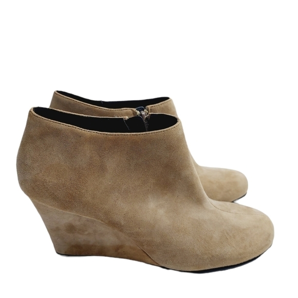 Aerosoles Heelrest Plum Pie Beige Suede Ankle Boot Wedge Heel Zip Women’s 9.5 M - Picture 2 of 12